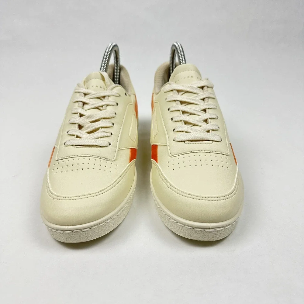 Oliver Cabell GAT Sneakers‎ Mens 6 Womens 8 Cream Orange Italian Leather Low Top